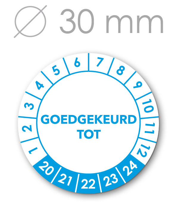 Goedgekeurd BLAUW 30 mm.